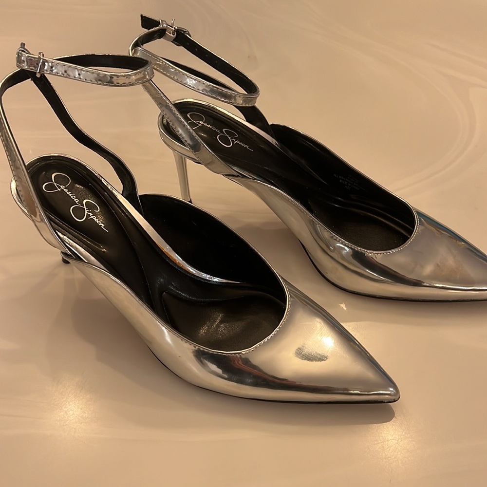 Jessica Simpson Metallic Silver Heels